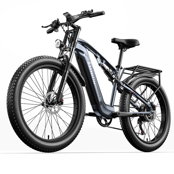 Shengmilo MX05 Elcykel Fullfjädring 26*3,0'' Fat Tire E-BIKE 1000W Motor 42KM/H Vuxen Elcykel 48V 17,5AH Batteri Shimano 7 Speed ​​- Grå grey