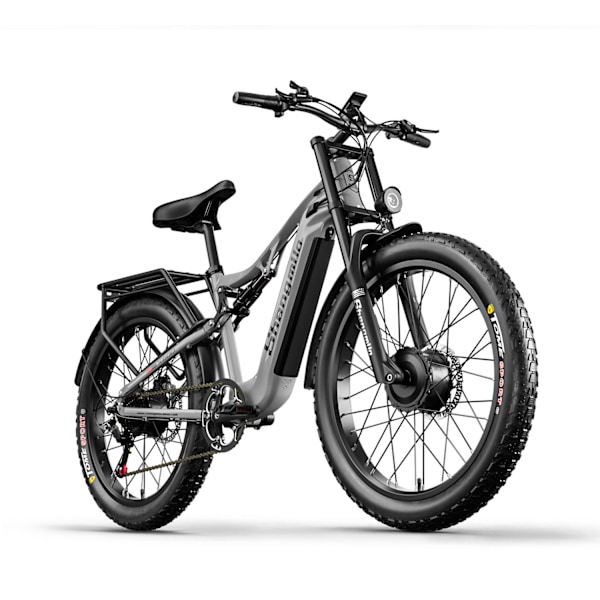 Shengmilo S600 elcykel 2000W dubbelmotor, 26'' fett däck, 48V/17.5AH Samsung batteri 840Wh stor kapacitet, full fjädring grey