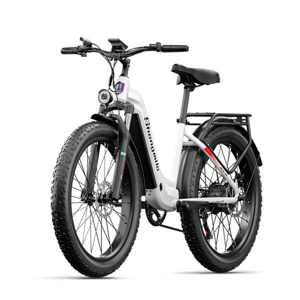 Shengmilo MX06 Elcykel 26×3,0'' Fat Tire 48V 1000W Motor 17,5Ah Samsung batteri Vuxen elcykel Shimano 7-växlad Lättvikts elcykel white