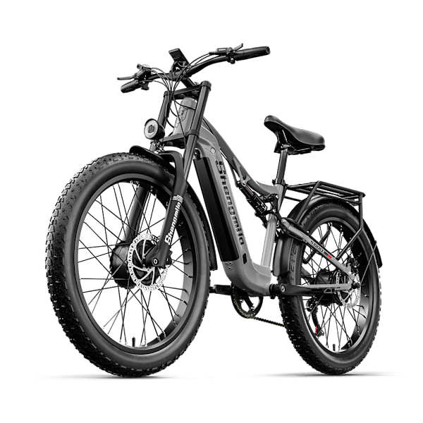 Elcykel 2000W Dubbelmotor Shengmilo S600 26 Inch Fat Tire Terrängcykel 48V 17,5AH Samsung Batteri 90KM Endurance Grå grey