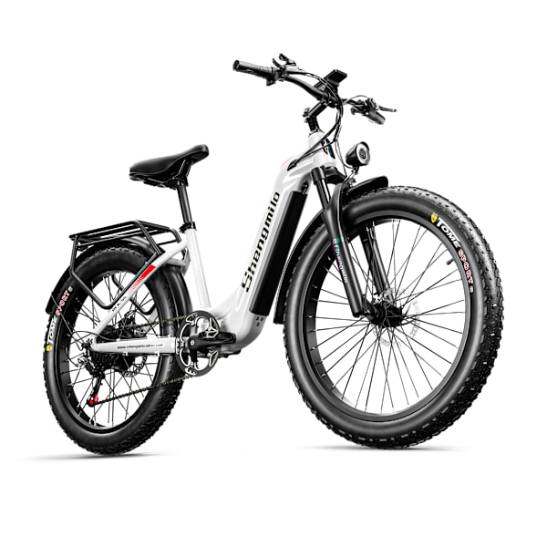 Shengmilo MX06 Sähköpyörä 26'' aikuisten E-BIKE 48V 17.5AH Irrotettava Samsung Akku 1000W Moottori MTB Shimano 7-nopeuksinen white