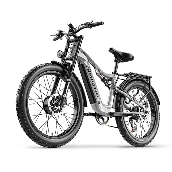 Shengmilo S600 Dual Motor El-cykel 2000W Motor 48V 17,5AH Samsung Batteri 26×3,0'' Fat Tire Elektrisk Mountainbike Shimano 7 Speed ​​​​Grå grey