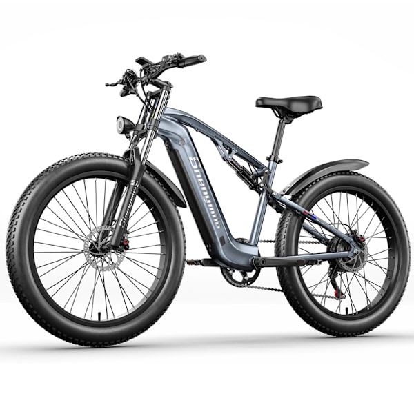 Shengmilo MX05 Elcykel 26'' 3.0 Fat Tire Dirt Bike 48V 1000W Hastighet 42KM/H Elektrisk mountainbike 17,5AH Batteri 90km Uthållighet, Vuxen Elcykel grey