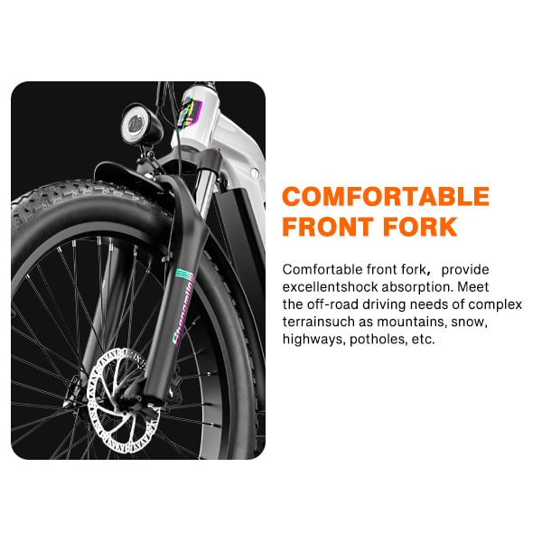 Shengmilo MX06 Sähköpyörä 26'' aikuisten E-BIKE 48V 17.5AH Irrotettava Samsung Akku 1000W Moottori MTB Shimano 7-nopeuksinen white