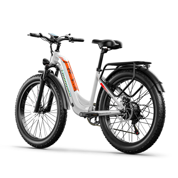 Shengmilo MX06 E-BIKE 1000W højhastigheds børsteløs motor 26'' elcykel 48V 17,5AH aftageligt lithiumbatteri Shimano 7-trins - hvid white