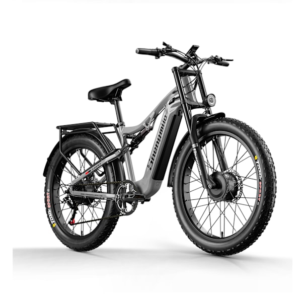 Shengmilo S600 Elcykel 2000W Dual Motor 26 Tommer Fat Tire Elektrisk Mountainbike 48V 17,5AH Batteri 90KM Endurance Grå grey