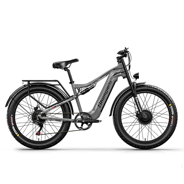 Shengmilo S600 Elcykel 2000W Dubbelmotor 17,5AH Samsung batteri Vuxen elcykel 3,0 tum fettdäck elektrisk mountainbike Shimano 7-växlad elcykel för män grey