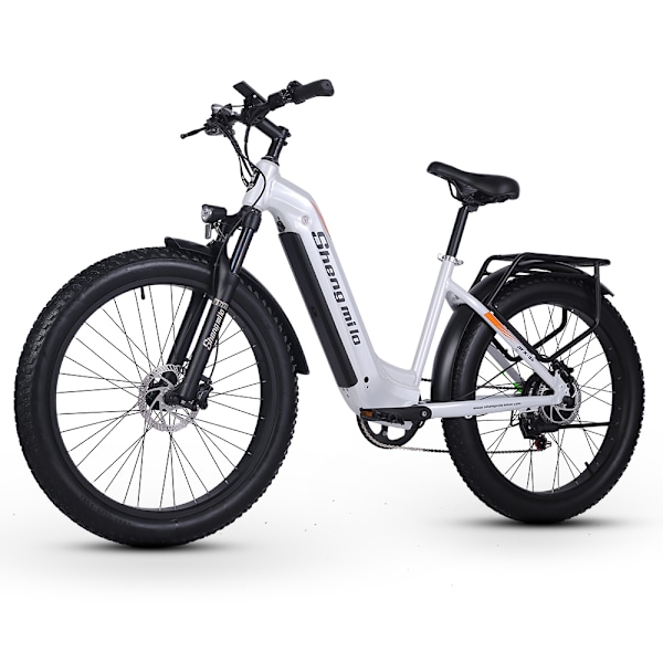 Shengmilo MX06 Elcykel 48V 17,5Ah Samsung Lithium Batteri Voksen Elcykel 1000W Børsteløs Motor Shimano 7 Speed ​​El Mountain Bike, Hvid Vit