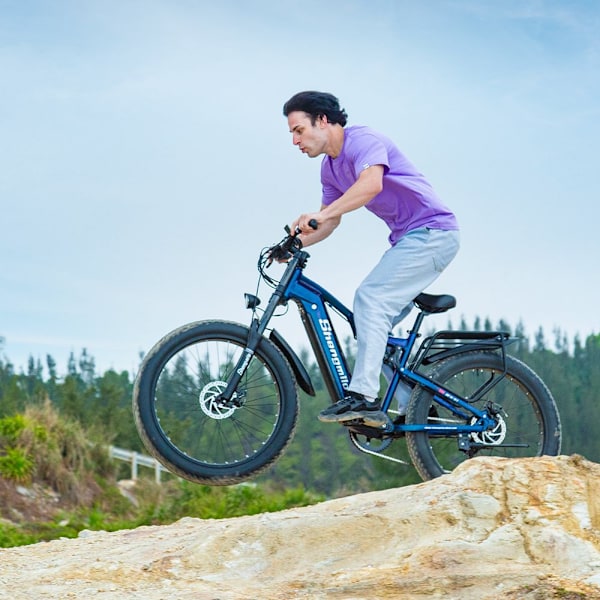 Shengmilo Fat Tire elektrisk cykel 1000W fuld affjedret elektrisk mountainbike 840 WH 42 km/t 90 km blue