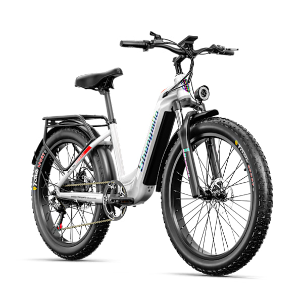 Elcykel - Shengmilo MX06 - 48V 17,5AH aftageligt batteri - 1000W - 90 km rækkevidde MTB - 26*3,0'' bjergdæk white