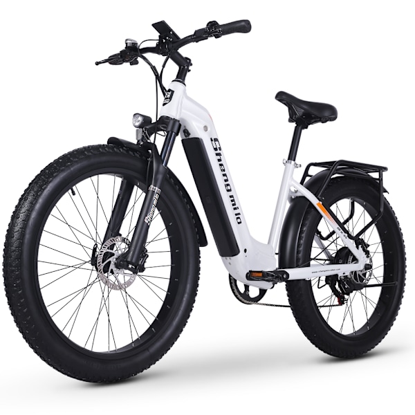 Shengmilo MX06 elektrisk cykel borstlös motor 1000W 26 tums fett däck elektrisk cykel för män och kvinnor 48V 17.5AH Samsung batteri vit white