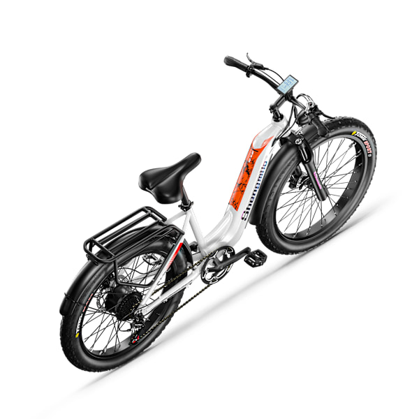 Shengmilo MX06 Elcykel 26'' E-BIKE 48V 17,5AH Avtagbart batteri - 1000W Motor MTB - Shimano 7 Speed ​​​​ - Vit white