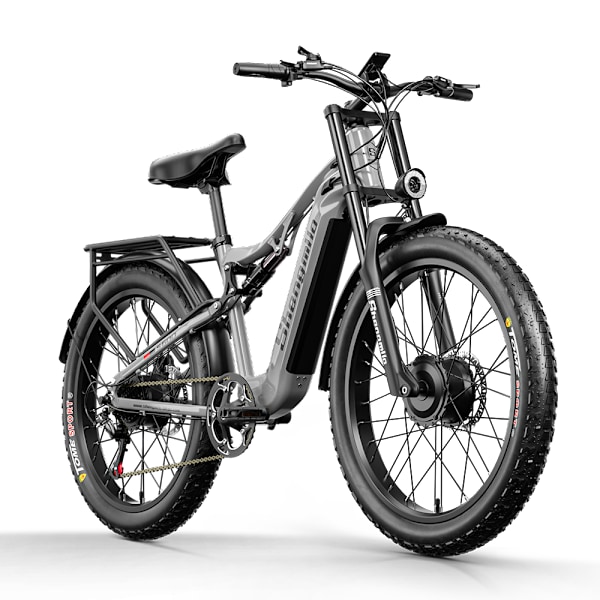 2000W Elcykel Dual Motor Shengmilo S600 26 Tommer Fat Tire Mountain Electric Bike 48V 17.5AH SAMSUNG Batteri 45KM/H grey