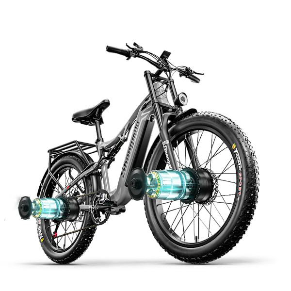 Shengmilo S600 Elcykel 2000W Dual Motor 17,5AH Samsung Batteri Voksen Elcykel 3,0 Inch Fat Tire El Mountain Bike Shimano 7 Speed ​​Elcykel herre grey