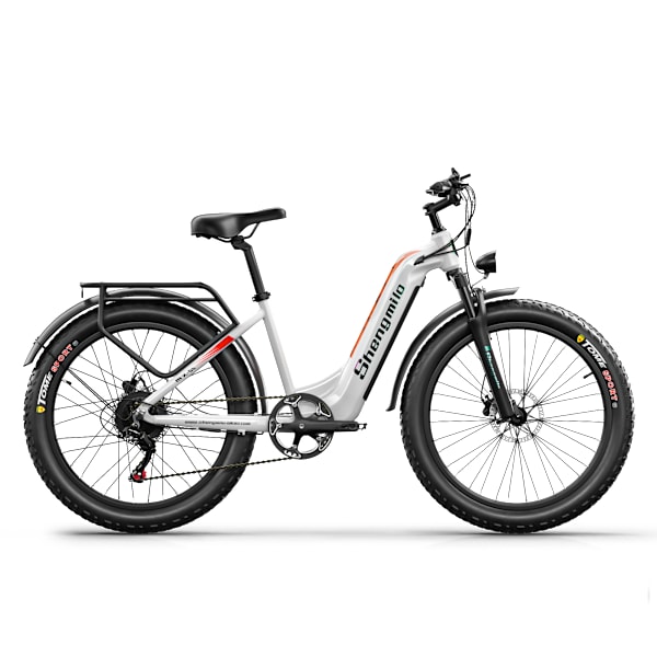 E-BIKE Shengmilo MX06 26" sähköpyörä 1000 W moottori - 48V 17,5AH irrotettava akku - Shimano 7 Speed ​​- 3,0" rasvarengas - 90KM, valkoinen white