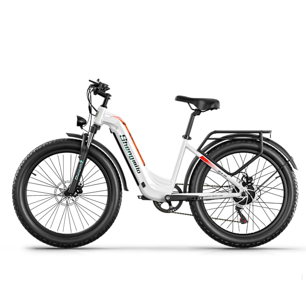 Shengmilo MX06 Elcykel 26*3.0'' Fat Tire MTB 48V/17.5AH Samsung Batteri 42KM/H Speed ​​​​City Commuter El-cykel, Hvid White