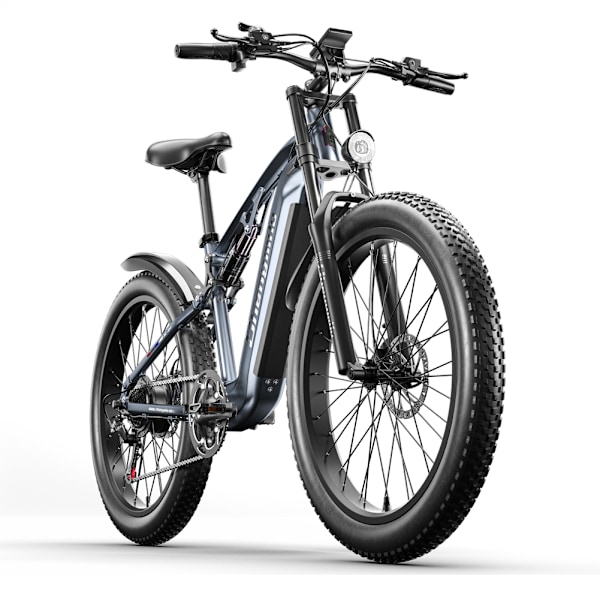 Shengmilo MX05 Elektrisk Mountainbike för vuxna 48V—1000W —17,5Ah —90KM— 42km/h Hastighet, 26''*3,0 Fat Tire Elcykel, Grå grey