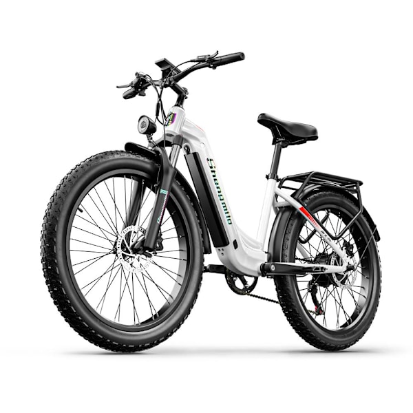 Shengmilo MX06 26 tuuman sähköpyörä leveällä renkaalla 1000 W moottori 48 V 17,5 Ah Samsung akku sähköpyörä aikuisille Shimano 7-vaihteinen sähköpyörä white