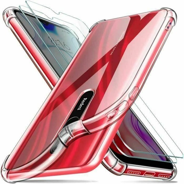 Coque för Redmi 8 - E.F.CONNECTION - Förstärkt Kant - Silikon TPU - Härdat Glas - Transparent Transparent