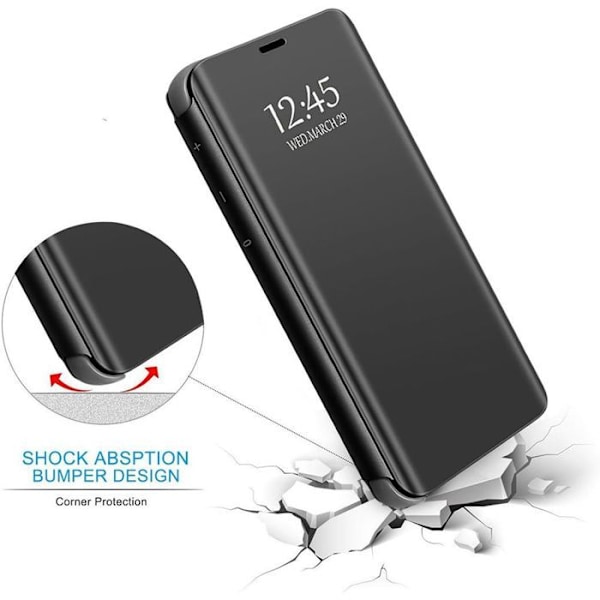 Coque för Xiaomi Redmi Note 14 5G (inte för 4G) med 2 Härdat Glas, Skydd Spegeleffekt Förstärkt Skydd - Svart Svart