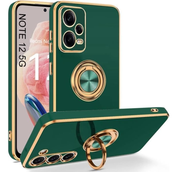 Fodral till Xiaomi Redmi Note 12 5G Midnight Green Luxury Snygg Anti-Scratch Mjuk TPU med ring