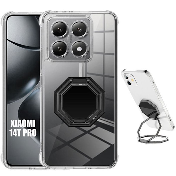 Coque för Xiaomi 14T Pro - Stötdämpande Skydd med Justerbart Stöd - E.F.Connection® Transparent