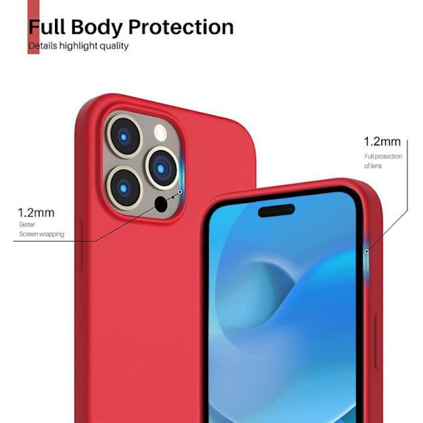 Silikonecover - iPhone 14 Pro - Rød - Stødabsorberende - Mat finish - 2 Tempererede Glas Included Röd