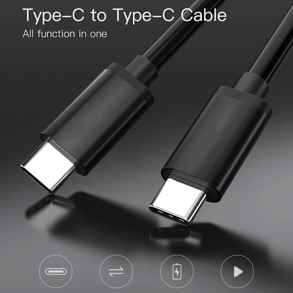 Snabb USB-C till USB-C-kabel för Redmi Note 15, Note 14 - Note 13 - Note 12 - Note 12 Pro+ - 3-pack - Svart - 1 Meter Svart