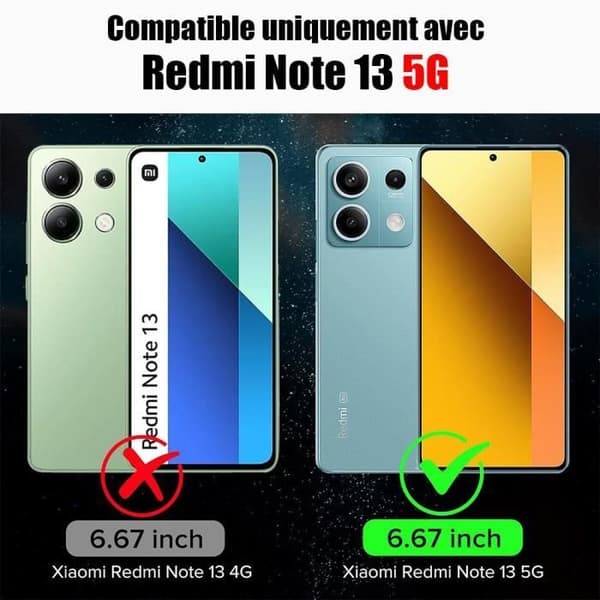 Coque - E.F.Connection - för Xiaomi Redmi Note 13 5G - TPU Antichock - Transparent - 2 Härdat Glas Transparent