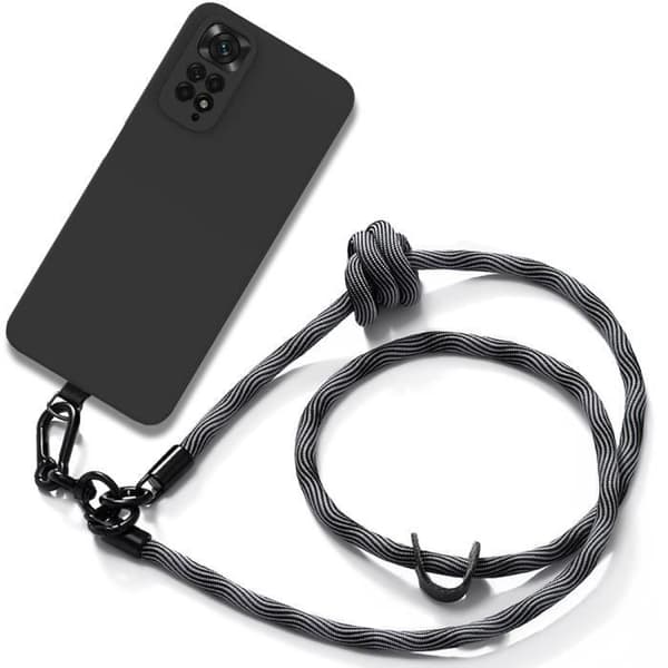 Coque - Xiaomi - Redmi Note 11-11S - Stötsäker - Repöremot - Avtagbart snöre Svart grå