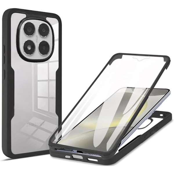 Coque til Xiaomi Redmi Note 14 Pro Plus 5G - Stødabsorberende Transparent Sort Kant - E.F.Connection® Svart