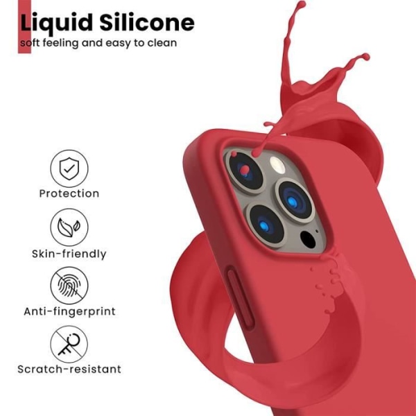 Skal - iPhone - 15 Pro Max - Silikon TPU - Röd - Skärmskydd - 2 Härdat Glas Röd