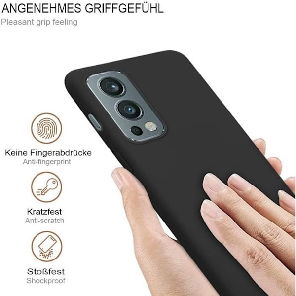 Skyddsfodral för One Plus 9 (6,55") med Härdat Glas Skydd Mjuk Silikon Svart Exakt Utskärning Svart