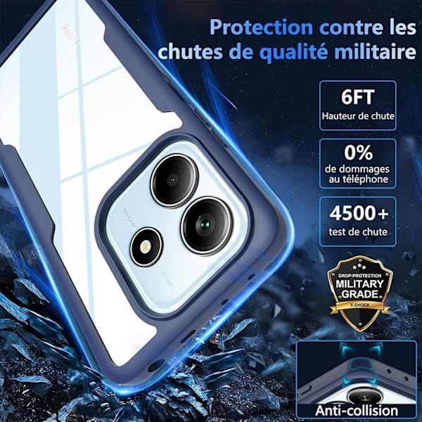 Coque för Xiaomi Redmi Note 14 5G (inte för 4G) Hybride Semi Rigide - Mörkblå marinblå