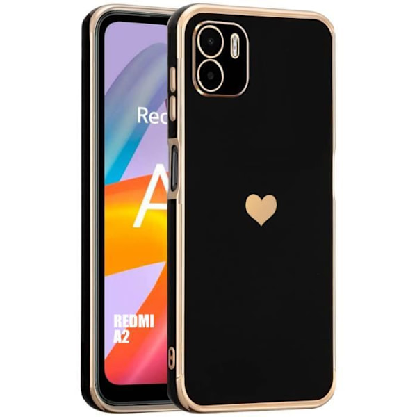 Fodral till Xiaomi Redmi A2 Shockproof Heart Pattern Luxury Love Protection TPU Svart