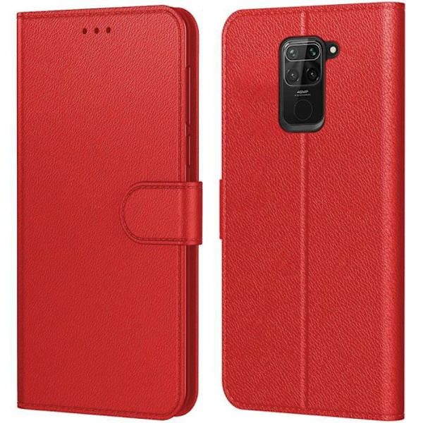 Coque - Redmi - Note 9 - Röd - 360 Graders Skydd - Stötsäker - Läder Effekt Röd