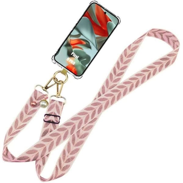 Coque Antichock - E.F.CONNECTION - för Google Pixel 9 Pro - Förstärkt Silikon - Rosa Snöre - Chic och Praktisk Rosa