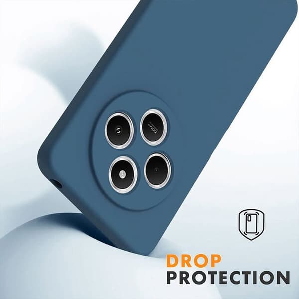 Skydd för Xiaomi Redmi Note 14 5G - Mörkblå Silikon + 2 Härdade Glas - E.F.Connection® marinblå