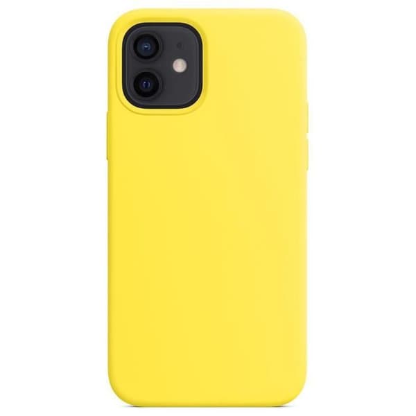 Silicone-fodral - E.F.CONNECTION - för iPhone 12 Pro Max - Gul - Stötsäker - Härdat glas Gul
