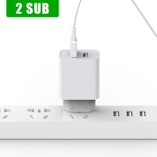 USB Väggladdare - Universell - 2 Portar - LED - Snabbladdare - Vit Vit