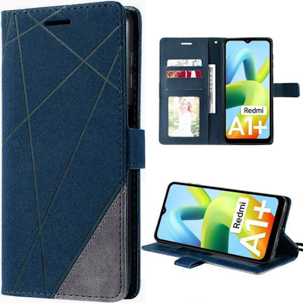 Fodral för Redmi A1+/A2+/A1 Plus/A2 Plus - Snyggt lädereffektmönsterskydd Marinblått