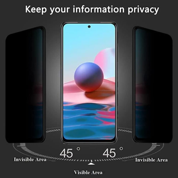Skærmbeskytter - E.F.CONNECTION - Tempereret glas - Antispion - Sort - til Xiaomi Redmi Note 10 Svart
