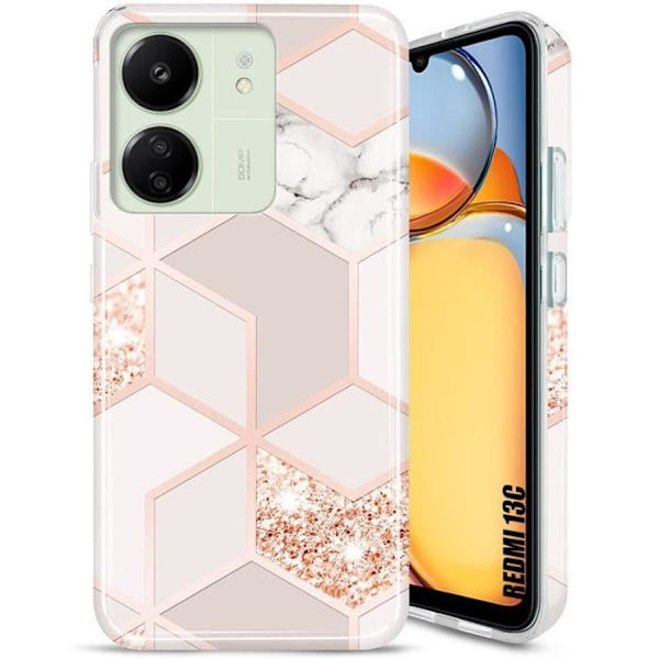 Coque - Xiaomi - Redmi 13C - TPU Resistens - Tyndt Design - Rosa Farve Rosa