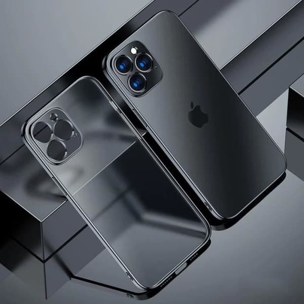 Skyddshölje - E.F.Connection - för iPhone 13 Pro Max - Silikon TPU - 2 Härdat Glas - Svart Svart