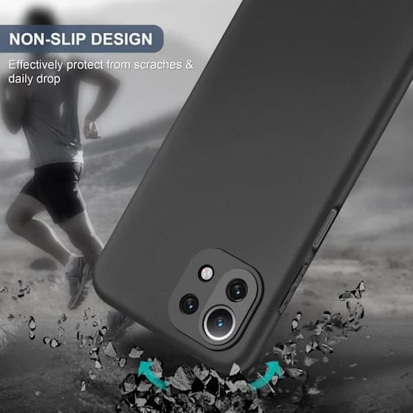 Skyddsskal - E.F.CONNECTION - för Xiaomi Mi 11 Lite - Mjuk silikon - Stötsäker - Tunn lätt svart Svart