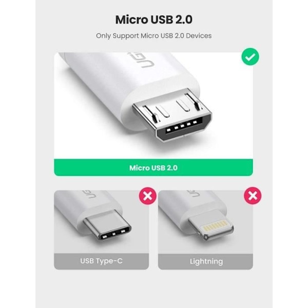 USB til Micro-USB adapter - E.F.CONNECTION - 1m - Hvid - Forlængerledning - Praktisk tilslutning