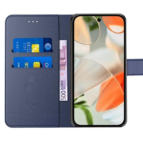 Skyddsskal - Google - Pixel 9 - PU-läder - Stötdämpande - Kortfack marinblå
