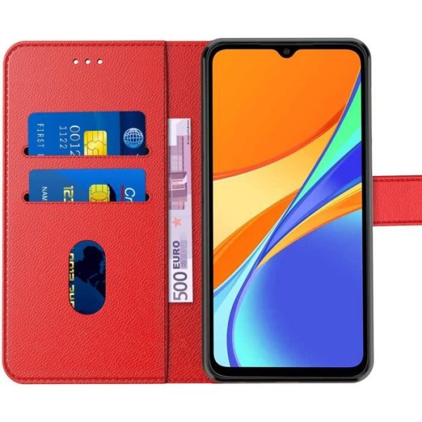 Plånboksfodral för Redmi 10A Red Anti-Scratch 360 graders skydd