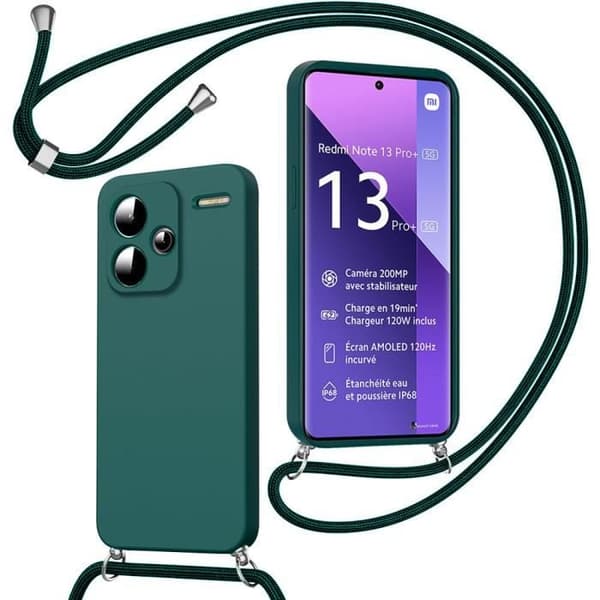 Coque - E.F.CONNECTION - för Xiaomi Redmi Note 13 Pro+ 5G - Stöttålig - Silikon - Mörkgrön Midnattsgrönt