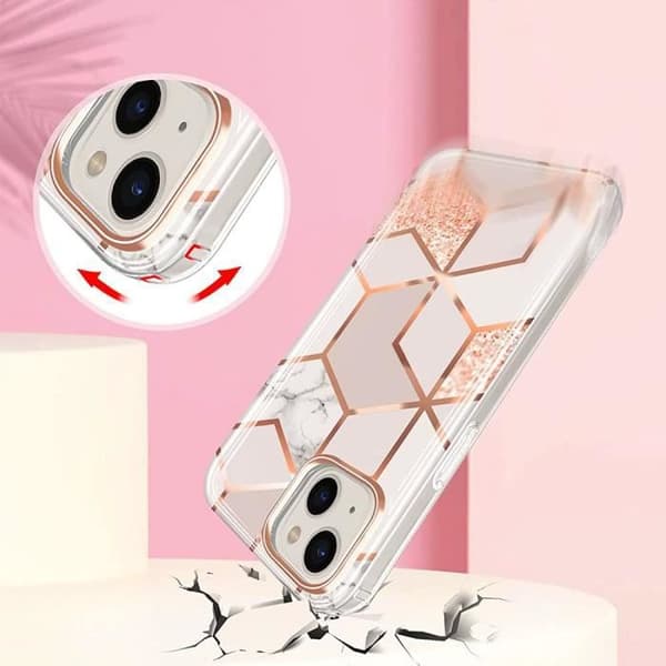 Skyddsfodral för iPhone 14 - E.F.CONNECTION - Rosa silikon - Elegant design - 2 härdade glasögon Rosa